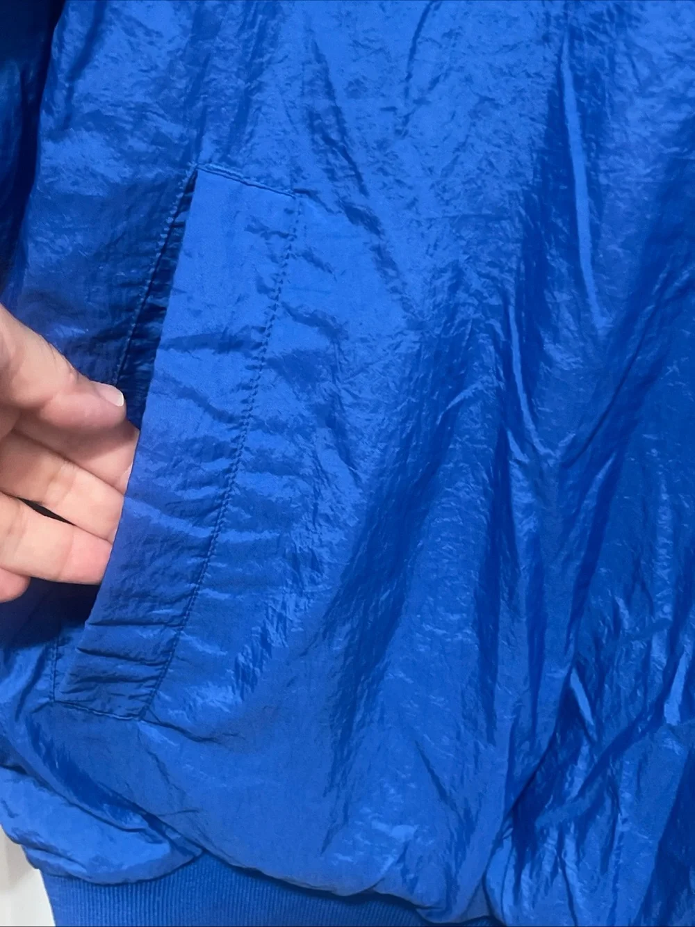 NFL Reebok Mens Vintage 90s Blue Windbreaker V-Neck Pullover  Large Pockets
